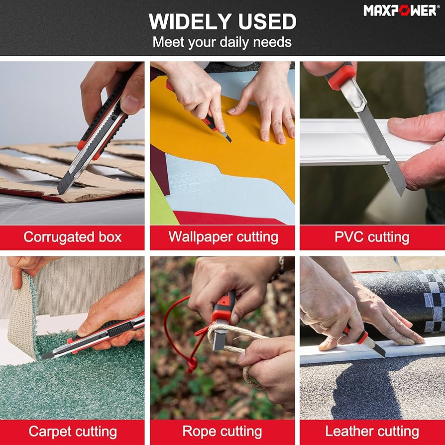 MAXPOWER 9 mm Snap-Off Blades, 50 Pack Box Cutter Blades, 60